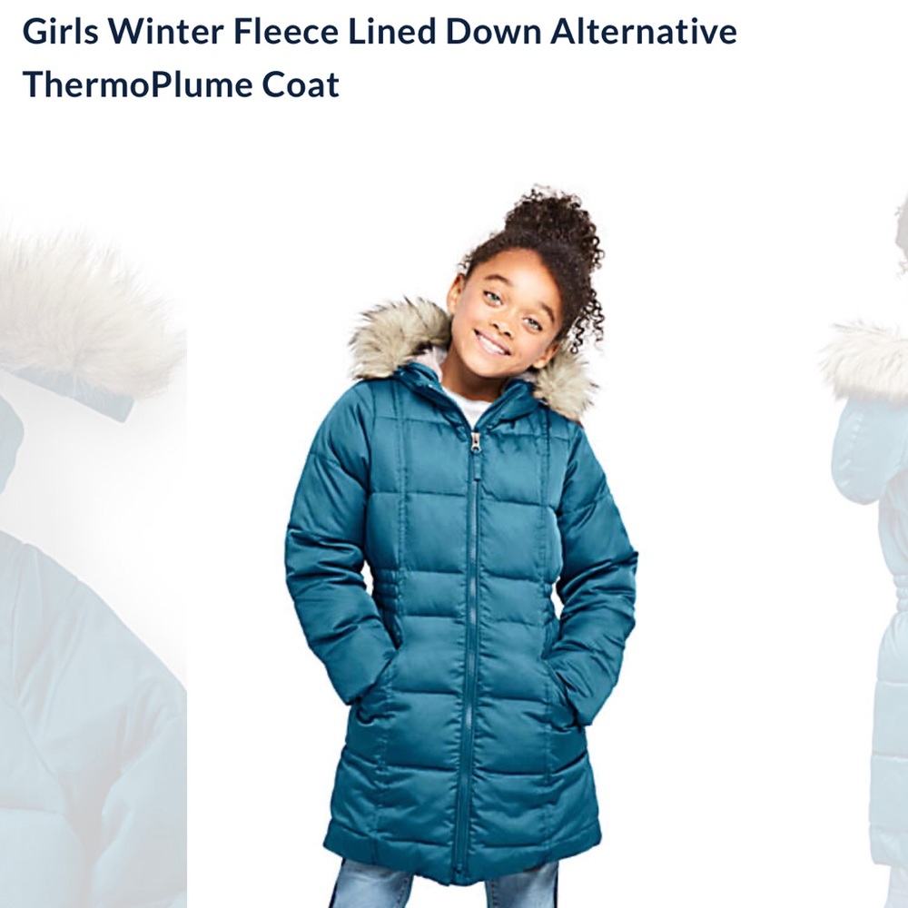 Girls Winter Fleece Lined Down Winter Coat